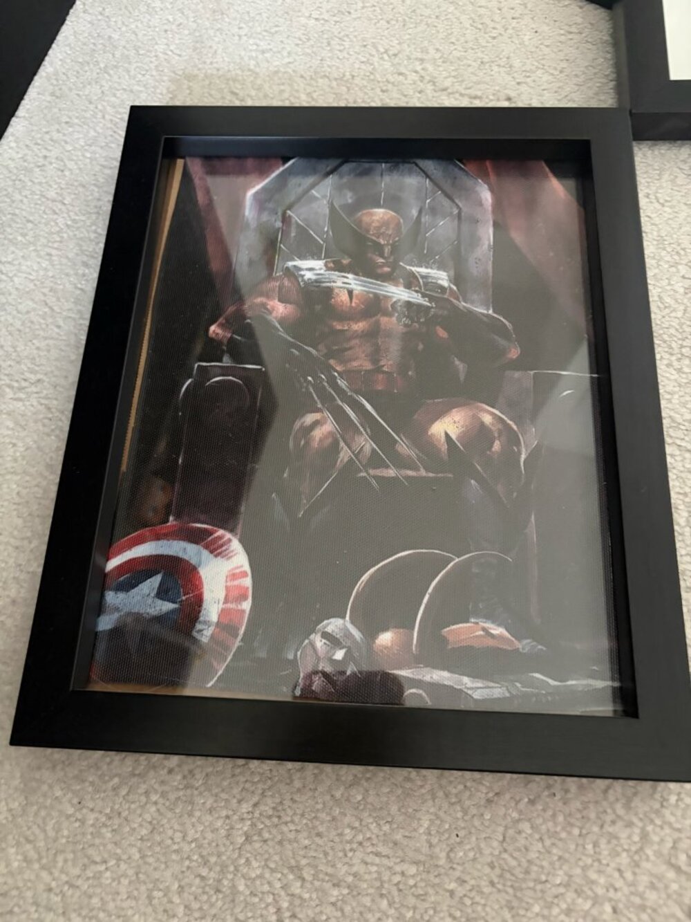 Wolverine on Throne Marvel Art Print Framed | Captain America Shield | Unique